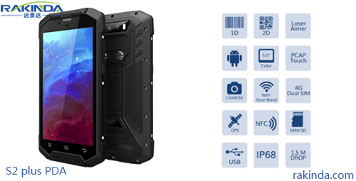 Rakinda S2 Plus Android PDA Barcode Scanner with NFC to Read E-tickets